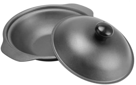 LIFKOME 1pezzi Casseruola in Ghisa Per Riso Al Forno Pentola Di Ferro Gialla Per Pollo in Umido Con Coperchio Resistente Distribuzione Calore Uniforme e Conservazione Termica