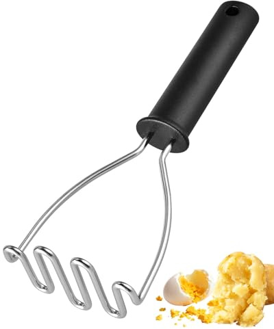 HUVZOR 1 Pieza Triturador De Patatas, Cortador De Patatas De Metal Resistente De Acero Inoxidable Con Pulidor De Espejo, Triturador De Mano, Triturador De Frutas Y Verduras