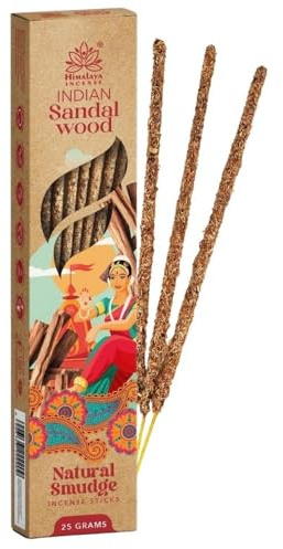 Himalaya Incense - Bastoncini di Incenso Naturale Smudge al Sandalo - 10 Bastoncini - Lunga Durata - 25g