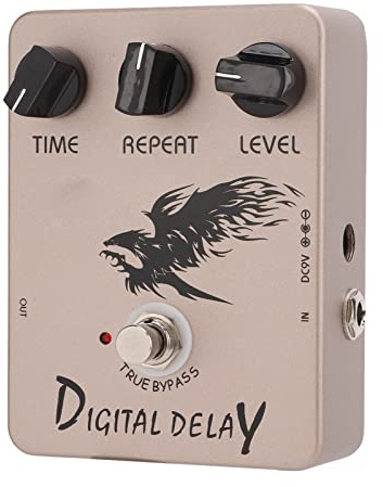 YDuupxe Digital Fördröjningseffektpedal Metallhus True Bypass Delay Pedal 25ms Till 600ms med Time Repeat Level Controls för Elgitarrbasövningar Sceninspelning