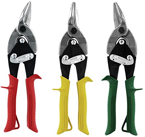 MIDWEST Aviation Snip Set - Left, Right and Straight Cut Regular Tin Cutting Shears, Made in the USA - MW-P6716RLS