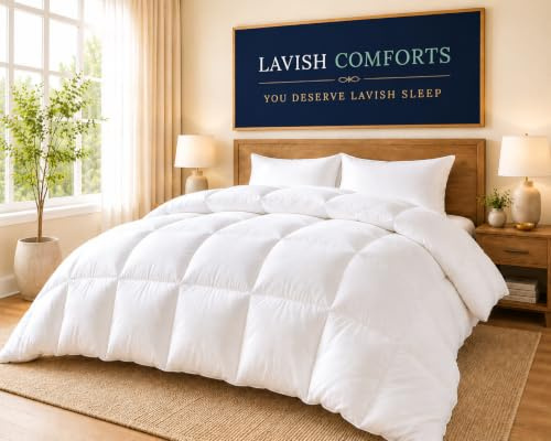 Down Alternative Comforter Queen Size - Fluffy Duvet Insert - Puffy Premium All Season Winter - Luxury Breathable Hotel Plush Comforter - Queen, White, 86x86 inches - Eco-Compressed Packing