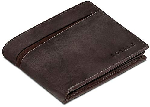 ROYALZ 'Nashville' Vintage Leder Brieftasche Herren mit RFID Blocker 7 Kartenfächer Männer Geldbeutel Portmonee, Farbe:Novara Braun