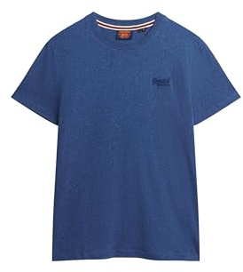 Superdry Herren Essential T-Shirt aus Bio-Baumwolle mit Logo Leuchtendes Blau Meliert XXL