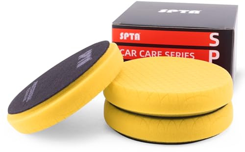 Gelb Medium Cut Pad, Buffing Polierpads, SPTA 3 Stück 6,5 Zoll Fläche für 6 Zoll 150 mm Trägerplatte Compound Polierschwamm Pads für Auto Polierer Compoundierung, Polieren und Wachsen