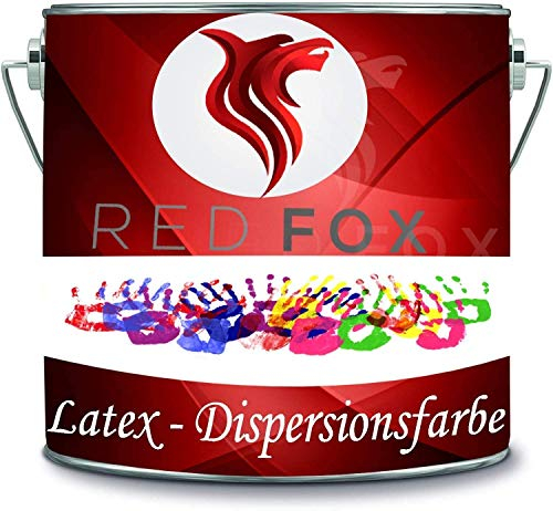 RED FOX Dispersionsfärg slitstark latexfärg väggfärg i många premiumfärger (10 l, svart)