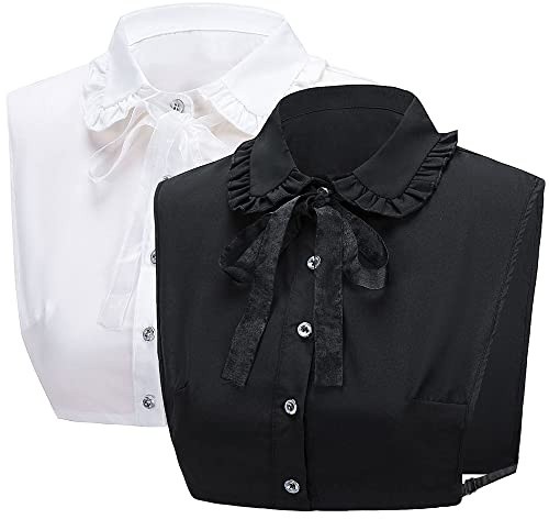 LoudSung Fake Collar Detachable Half Shirt Blouse False Collar Floral Lacing Top Elegant Lovely Design for Women Girls