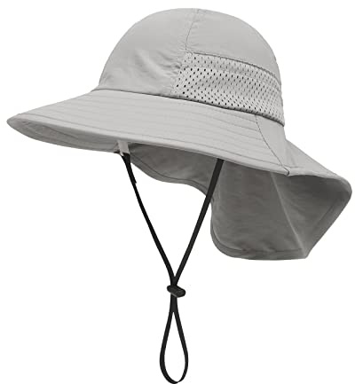 SEYUFN Bébé Chapeau de Soleil Fille Garçon Chapeau de Cou Protection Enfants Chapeaux de Seau Respirant Bébé Fille Chapeau de Plage Chapeaux d'été pour Tout-Petits (M (2-6 Ans), A-Gris)