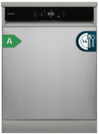Cecotec Lavastoviglie 60cm Bolero Aguazero 6800 Inox A. 14 Coperti, Basso Consumo, Motore Inverter Plus Duo, 8 Programmi, Lavaggio Automatico, Pulizia a Vapore, Pulizia Interna e Mezza Carica