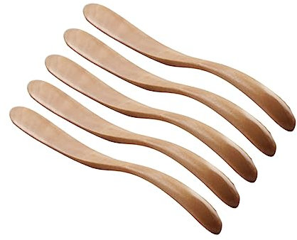 BESTonZON 5pezzi Legno Per Burro e Spalmatura Utensili Versatili Per Crema Formaggio e Marmellata Facili Da Pulire e Maneggiare Design Ergonomico e Robusto Colore Legno Naturale
