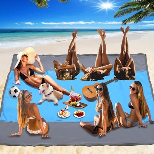Tappetino da Picnic - 305x275cm Tappetino da Spiaggia per 10-12 Persone - Anti Sabbia Portatile Coperta da Picnic, Impermeabile Coperta da Spiaggia con 4 Picchetti Fixed per Campeggio, Sedia a Sdraio