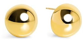 SINGULARU - Pendientes Buttons. Acero Inoxidable con Baño en Oro de 18Kt. Cierre Tuerca a Presión. Joyas para Mujer