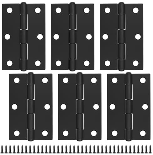 MABAHON 6PCS Door Hinges 75mm(3 Inch) Black Butt Hinges with 38PCS Screws | Door Hinges for Outdoor and Internal Doors Home Furniture Wooden Door Hinge Thickened Folding Butt Hinge