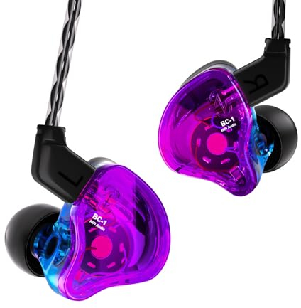 Yinyoo CCZ Melody In-Ear-Monitors Hybrid 1BA 1DD HiFi Earphone, Deep Bass Lightweight In-Ear Earphone IEM with 4N OFC Cable for Musician/Drummer/Bassist (Purple blue, without mic)
