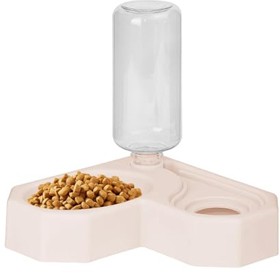 Comedero y suministro de agua para gatos, comedero para gatos y suministro de agua de 500 ml, dispensador de alimentos portátil de suministro de agua, estación de alimentación para gatos, cuenco de