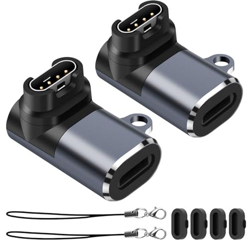 Seminer Adaptateurs de Chargeur de Montre (2 Pack), Lightning Femelle vers Mâle Connecteur de Chargement avec Dust Plug Compatible avec Garmin Fenix 7/7S/7X/6/6X/6S et Plus Encore
