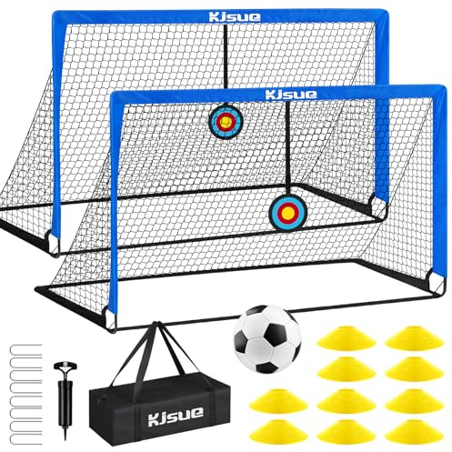 Kids Soccer Goal, Soccer Goals for Backyard Set of 2, 5x3.6ft Portable Football Goal Pop Up Soccer Net Training Equipment with Targets for Kids Age 3-5 6-8 8-12 10-12 Sports Games