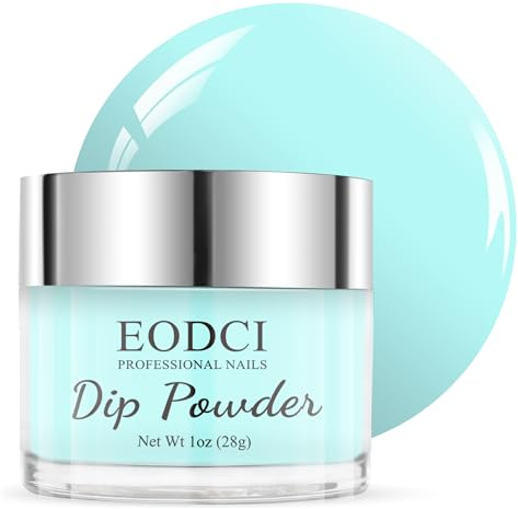 Juego de uñas de polvo de inmersión de 1 onz/28 g, eodci Dip Powder Nail Starter Kit Azul Claro Dipping Powder Acrílico Polvo Brillo para Uñas Arte Manicura DIY Salón