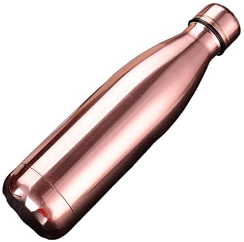 Thermo Coffee Travel Mug, Stainless Steel Vacuum Flask Insulated Water Bottle Thermal Sports Chilly Cola Travel Mug Thermo Gifts Sports Travel Water Bottles(Rosegold,500ML)
