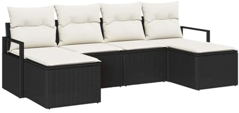 vidaXL Soffset 6 st Svart konstrotting