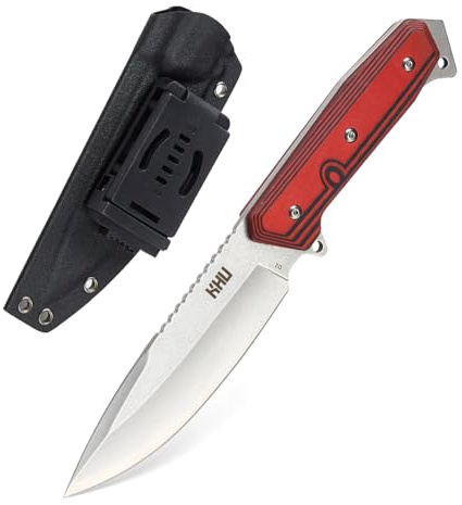 KHU D2 acciaio Coltello da caccia Coltello a lama fissa Coltello da sopravvivenza con fodero in Kydex, Coltello da campeggio Bushcraft per pesca all'aperto, escursionismo accessori - 31A