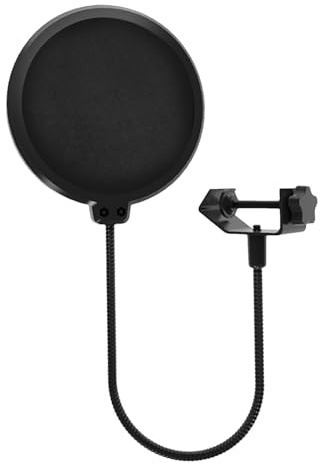 dzqad Filtro Antipop para Micrófono,Protector De Viento para Estudio | Protector de Viento de Doble Capa para Equipo de Sonido con Cuello Flexible Ajustable para Cantantes y Locutores