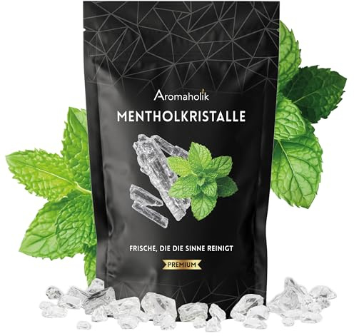100g Mentholkristalle - 100% Natürlicher Menthol aus Japanischer Minze - Intensiver Kühl- und Erfrischungseffekt für Sauna, Aromatherapie & Inhalation, Aromholik®