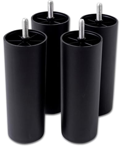 IPEA 4x Gambe per Mobili e Divani in Plastica - Altezza 19 cm - Made in Italy - Set di 4 Piedini per Poltrone e Arredamento - Deisgn Minimal - Piedi Avvitabili con Vite 10M - Colore Nero