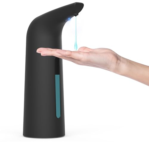 123XZUO Life 165848 Dispensador de jabón automático sin contacto con 4 niveles ajustables, 400 ml eléctrico que funciona con pilas para encimera, dispensador de jabón líquido con sensor de infrarrojos
