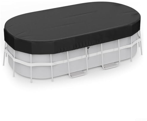 Copertura solare rettangolare per piscina con protezione ovale per piscine fuori terra, cuciture rinforzate per una maggiore durata e accessori per una vestibilità sicura (2,8 x 4,3 m)