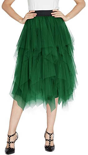 Urban GoCo Mujeres Enagua Falda Corta Midi Tul Damas Cintura Elástica Asimetricas Tutu Falda para Fiesta Danza