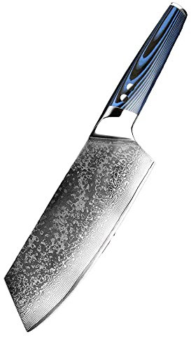 The Blue Knife den blå kniven slaktkniv och fräskniven mycket vass damaskisstål