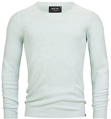 Indicode Herren Loakim Klassischer Strickpullover mit Rundhalsausschnitt | Pullover Herrenpullover Pulli meliert für Männer Quiet Wave, M