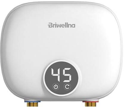 Briwellna 5,5 KW Calentador de Agua Eléctrico,220V Termo Eléctricos con Indicador LED de Temperatura, Calentadores de Agua Sin tapón, Resistente a La Presión, Apto Para Lavabos, Cocinas, Fregaderos