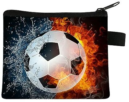 ASYKNM Geldbörse für Jungen - Fußball-Muster Geldbeutel, Mini Portemonnaie personalisierte Jungen Münze Geldbeutel mit Reißverschluss
