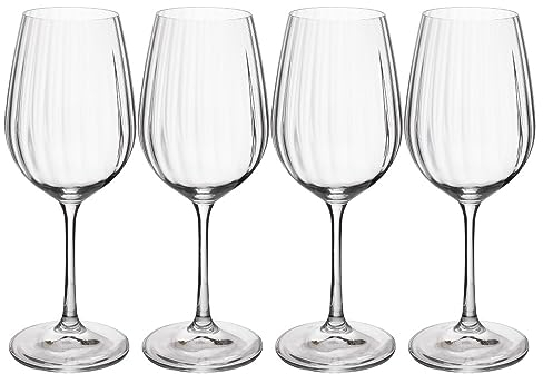 MIKASA Treviso Kristall-Weißweingläser, 350ml, 4er-Set bleifrei, klare edle Gläser mit Riffel-Effekt für Feiern