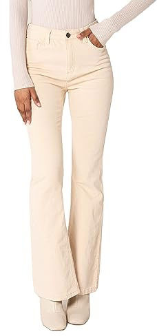 Nina Carter J221 Pantaloni da donna a vita alta bootcut stretch in velluto a coste vellutato stile vintage a zampa corduroy, XXL