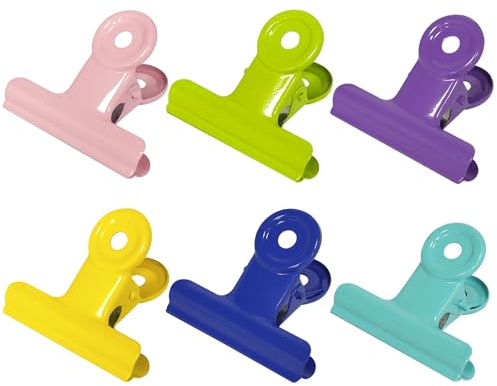 GUOKOFF 50mm Bulldog Clip, 12 Piezas Grande Bulldog Clip, Pinza Bulldog Binder Clip, Metal Bisagra Clip para Oficina Escuela