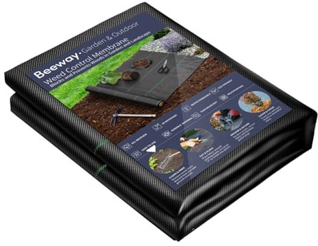 BEEWAY Weed Membrane, 2m x 10m 90gsm Weed Control Membrane, Weed Control Fabric, Ground Cover, UV Stabilised Weed Barrier Fabric for Patios Garden Flower Beds Landscaping