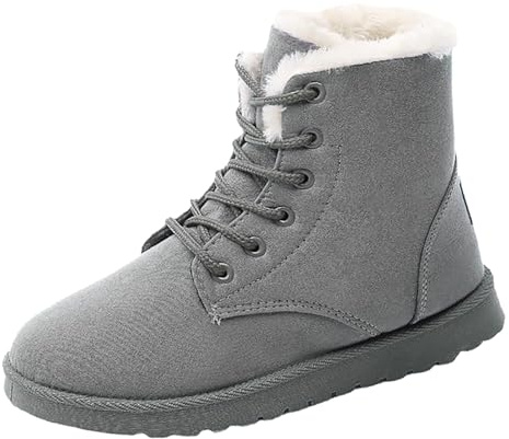 Stivaletti con lacci da donna, foderati, invernali, invernali, da lavoro, grigio., 40 EU