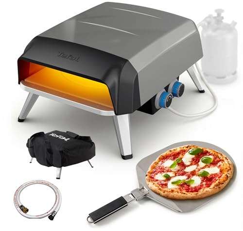 Tefal Pizza Pronto Four à Pizza Extérieur Fonctionne au Gaz Pierre Rotative à 360° pour Cuisson Uniforme en 90 Secondes Housse et Flexible Fournis Application Gratuite YY5728FB