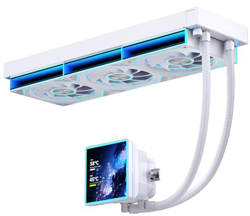 Jungle Leopard ProFlow SE Aio Wasserkühlung 360mm mit 4-inch LCD Screen Display,2000RPM ARGB PWM Infinity Lüfter,für AM4/AM5& LGA1851/1700 (weiß)