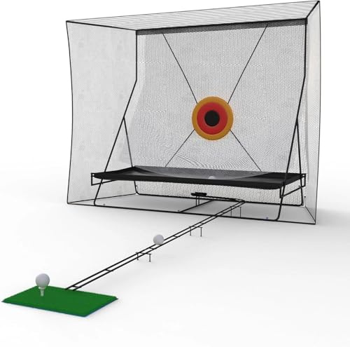 Red de Entrenamiento de Golf, con Objetivos de Impacto, trayectoria de Retorno y Alfombrilla de Pelotas, para Interior y Exterior, 2,4x2,8m