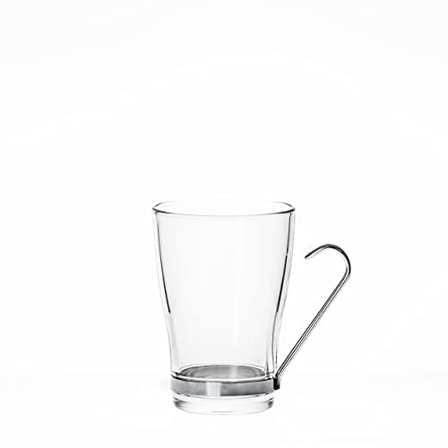 Borgonovo – Set 6 Tazze da Cappuccino in vetro e Acciaio 32 cl