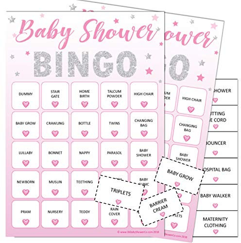 Pink Bee Baby Shower Bingo Games Bingo Party Pink Themed Up to 20 Players