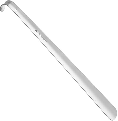 Comfy Clothiers Extra Long Metal Shoe Horn With Curved Handle (31inch/78cm) Multifunctional Stainless Steel Stick For Seniors & Adults Shoe Spoon Helper - Mobility Gadget Shoe Horn Aid for Seniors