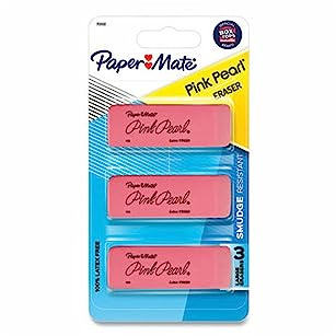 PaperMate Pink Pearl Premium Medium Rubber Eraser, 6-Count (3 per Pack, 2 Packs)
