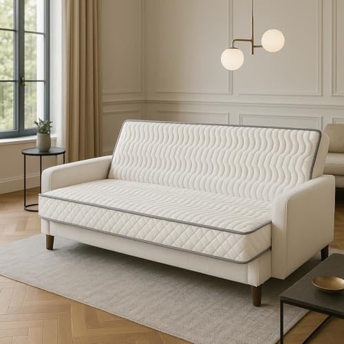 Provence literie Matelas Très Ferme pour Clic Clac 20 cm - Dim Assise 60 cm - 5 Zones de Confort - Déhoussable Housse Lavable - Noyau Mousse Poli Lattex Haute Résilience - Hypoallergénique (120x190)