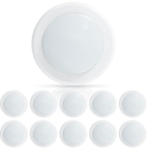 ECOELER 10 Pack 6 LED Disk Light, Dimmable Flush Mount Ceiling Downlight, 16.5W 1000Lm, 5000K Daylight, LED Disc Light Installs into J-Box or Recessed Can, ETL & FCC Listed