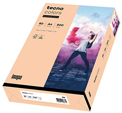 inapa färgat skrivarpapper, färgglatt papper tecno Colors: 80 g/m², A4, 500 ark, lax